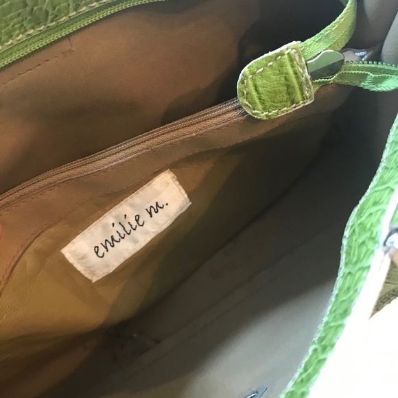 Emilie M Lime Green Alligator Skin Print Hand Bag - Picture 6 of 9